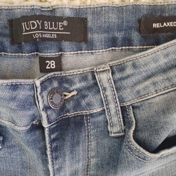 Judy Blue Jeans Women’s 28 Relaxed Fit JB8273MD Medium Wash Distressed Stretch - Picture 3 of 8